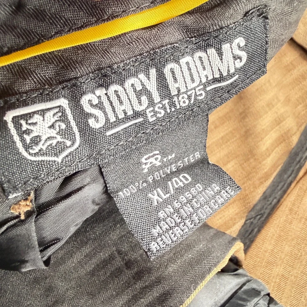 Stacy Adams Walking Suit Mens XL 40 Tan Herringbone Suede Elbow Patch 2pc Set